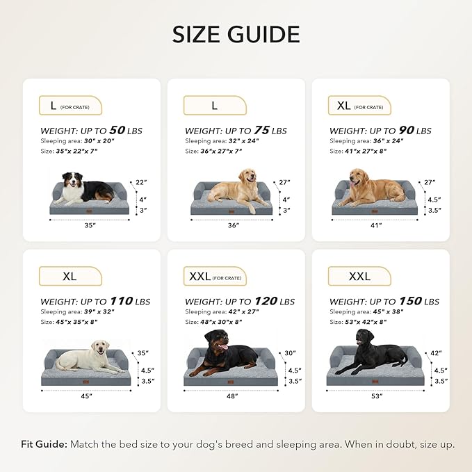 Waterproof Orthopedic Dog Bed for Medium Dogs, 35x22in, Grey | Orthopedic Foam Relieves Joint Pressure, Bolsters Supports Head And Neck, Washable Cover, Non-Slip Bottom