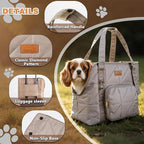 Dog Purse Carrier for Small Dogs, Dog Tote Bag Carrier, Puppy Purse, Camel | Hard Bottom Support, Safety Tether, Multiple Pockets, Luggage Strap, Fits Pets Up to 10 lbs, For Travel Shopping Daily Outing