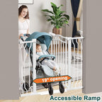 Fairy Baby 62.5"-71.6" Extra Wide Baby Gate for Doorways, Large Long Dog Gate for the House, No Drill Baby Gate for Stairs, Pressure Mounted Toddler Safety Child Gate Auto Close Pet Gate Indoor, White