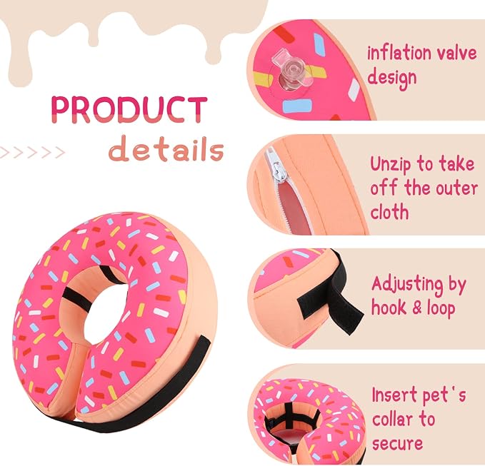 Supet Inflatable Dog Cone Collar for Small Dogs Puppies Cats, Soft Dog Cone Alternative After Surgery for Puppies Cats to Stop Licking