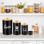 Tioncy 3 Pcs Dog Treat Container Airtight with Lids Spoon 8 x 5 & 7 x 4 & 6 x 4 Inch Dog Treat Jars for Counter with DIY Labels Pen Small Pet Food Storage Canister Cookie Snack Jars for Kitchen(Black)
