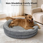 BALANCE Donut Dog Bed, 43 Inches Round Dog Bed Extra Large Size Dogs Washable, Orthopedic Calming Dogs Beds for Kitten, Fluffy Plush Faux Fur Pet Bed with Anti-Slip Bottom