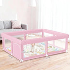 Hiaksedt Baby Playpen with Mat 50"x50" Baby Girl Play Pen for Babies | Playpen and Toddlers, Safe Structure and Soft, Skin-Friendly Fabric with Zipper Gates Pink