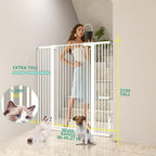 51" Extra Tall Cat Gate 30"-49.27" Wide, Auto Close, Pressure Mounted, for Cats & Small Dogs, Hallway, Stairs, Kitchen, Not Baby Gate,White