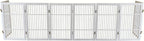 Urnporium Pet Dog Gate Freestanding, Strong Durable Folding Wooden Fence, Portable Acacia Hardwood Safety Barrier for Indoor & Outdoor Use (White Pet Gate, 8 Panel 30" Tall)