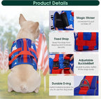 Kuoser Dog Life Jacket High Flotation, American Flag Dogs LifeVest for Swimming Boating, 4th of July Dog Lifejacket with Reflective & Rescue Handle, Lightweight Doggy Life Preserver for Medium Dogs, M