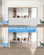 Veraste Retractable Baby Gate,Mesh Baby Extra Wide Gate,Extra Long Dog Gate,33" Tall,Large Extends up to 165" Wide,Child Safety Extra Large Gate for Doorways, Stairs, Indoor/Outdoor（White,33"x165"）