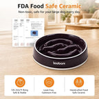 LOOBANI 3.5 Cups Ceramic Slow Feeder Dog Bowls Large Dogs with Grip Handles | Heavy Ceramic, Stay in Place, Healthier Eating, Durable & Easy-Clean, Foam-Protected, Perfect for Fast-Eating Large Breeds