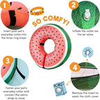 BENCMATE Inflatable Dog Cone Collar Alternative, Soft Dog Cone for Small Medium Large Dogs and Cats, Neck Recovery ECollar Donut Collar After Surgery (Small, Watermelom)