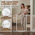 Mumeasy 36" Extra Tall Baby Gate for Stairs, 29.7-48" Wide Dog Gate for Doorways, Walk Thru Pet Safety Gate for Indoor, Pressure Mounted with Auto Close, Easy Install No Drill for Toddlers, White