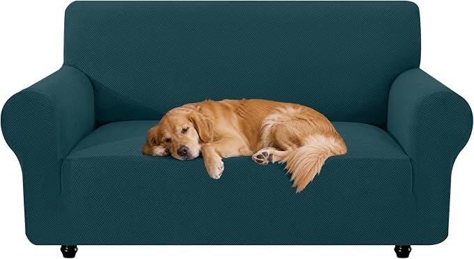 XINEAGE Stretch 2 Seater Slipcover, Non-Slip Pet Couch Cover,Dark Green | Washable Furniture Protector, Elastic Bottom, Dogs & Cats Friendly, Scratch-resistant, Fast Setup, High Elasticity