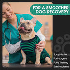 FUAMEY Dog Surgery Recovery Suit, Surgical Suit for Dogs Onesie for Surgery | Cone Alternative after Surgery, Abdominal Wound Protector, Onesie for Dogs after Surgery Spay Neuter, Green Black Stripes S