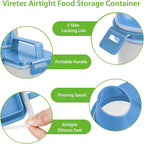 Viretec Rice Storage Container, 3 to 5Lbs Dry Food Airtight Container, Pet Dog Cat Food Canister, BPA Free Clear Plastic Kitchen and Pantry Organization Bin for Oatmeal, Grain, Cereal, Pasta, Flour