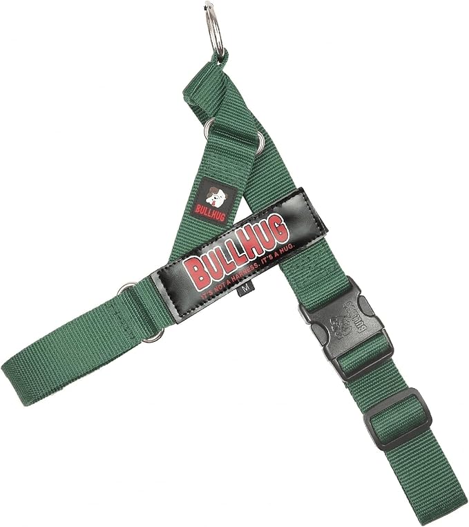 BULLHUG Adjustable Dog Harness– No Pull, No Choke – for English Bulldogs, French Bulldogs, Pugs & Broad-Chested Breeds – Easy, Safe Walks (Hunter Green, Small)