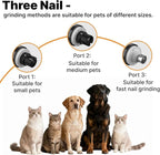 Dog Nail Grinder Whisper Quiet with Light for Sensitive Pets | 3-Speed Cat & Dog Nail Trimmers, Safe Painless Paws Grooming & Smoothing for Small Middle Large Pets (2 Replacement Head)