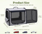 Dog Car Carrier Light Weight,Expandable,Foldable Dog Carrier, Gray | Easy to Assemble, Portable and Breathable Pet Carrier, Suitable for Indoor and Outdoor Use, Dog Travel Crate with Curtain