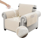 100% Waterproof Couch Cover for Dogs with Non-Slip & Side Pockets 23", Furniture Protector Sofa Covers, Washable Cushion Covers for Pets Kids Cat-Armchair Beige
