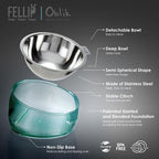 Felli Oblik 15° Tilted Small Animal Bowls for Pet Food & Water 6 oz Stainless Steel Dish Removable, Slanted Metal Plate Feeder for Kitten Puppy Rabbit Bunny Guinchilla Pig (0.75 Cups, Classic)
