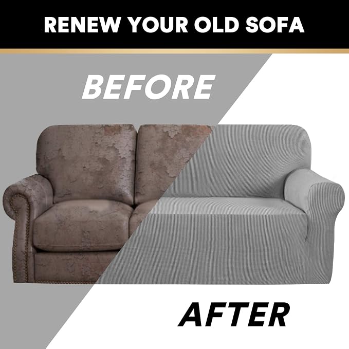 Couch Covers for 3 Cushion Couch Sofa Pet Friendly Extra Large Couch Cover for Oversized Sofa Washable Furniture Protector Fitted Sofa Slipcovers Stay in Place(XL Sofa, Dove)