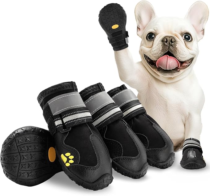 Dog Shoes for Large Dogs, Anti-Slip Dog Boots for Winter Snow, Hot Pavement, Dog Booties & Paw Protectors Black Size 7