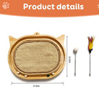 Sisal Cat Scratcher Toy with Ball Track Feather and Ball, Wooden Interactive Toy for Indoor Cats, Scratch Pad,Kitten Toys for Chasing Hunting Physical Exercise