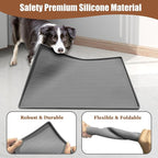 24"x16" Large Dog Food Mat, Silicone Dog and Cat Mats for Food and Water Bowls, Waterproof Raised Edge Pet Feeding Mat for Contain Spills Protects Floors, Multiple Colors & Sizes for Pets, Lake Blue