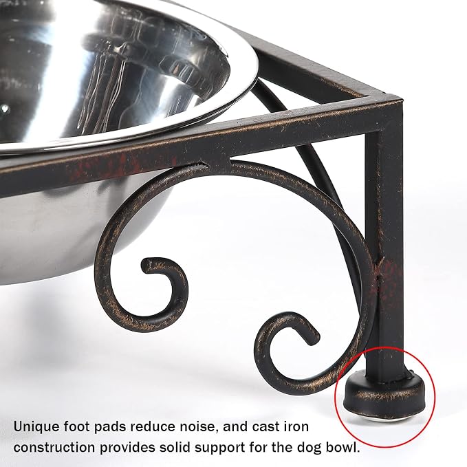 Elevated Dog Bowls for Small Dogs Metal Raised Dog Bowl Cat Dish Stand with Double Stainless Steel Pet Feeder for Food and Water Lifted Cats Bowls with Stand Elevated Pets Bowl Holder - Height 3.54"