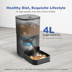 2.4G Automatic Cat Feeder, 4L WiFi Food Dispenser with 10s Voice Recorder, Pet Feeder up to 10 Meals per Day, Timed Cat Feeder with Dry Food Sealed Ring