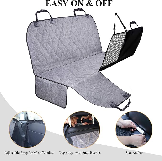 VIVAGLORY Dog Seat Cover Dog Hammock, Large, Heather Black | Seat Cover for Car Suv & Truck, Back Backseat Split Hair Resistant Protector for Pet