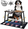 Raised Dog Bowl with Spill-Proof Mat, 4 Adjustable Heights, Two 3000ML Stainless Steel Bowls with Slow Feeder, Elevated Food & Water Bowls for Medium, Large, and Extra Large Dogs