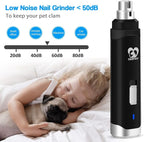 Casfuy Dog Nail Grinder Upgraded - Professional 2-Speed Whisper-Quiet Electric Pet Nail Trimmer Painless Paws Grooming & Smoothing for Small Medium Large Dogs & Cats (Black)