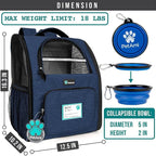 PetAmi Dog Backpack Carrier for Small Medium Dogs Large Cats up to 18 lbs, 2 Side Entry, Structured No-Collapse Frame, Airline Approved Ventilated Pet Backpack for Hiking Camping Travel Vet, Navy