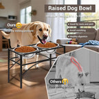 Elevated Dog Bowls Raised Pet Feeder Cat Food Water Diner Stand Set | W/ 2 Removable Stainless Steel Bowls (2 Quarts/13.77" in Height) for Large Breed Dogs Easy to Clean