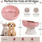 Pink Mushroom Cat Bowl, Elevated Ceramic Feeding Bowl | Elevated, Ceramic, Tilted Design, Whisker-Friendly, Dishwasher Safe, cute
