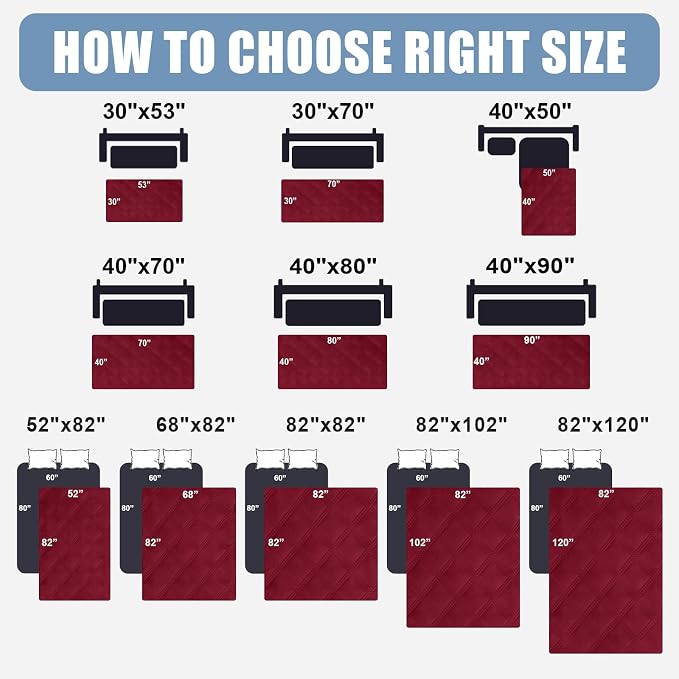 Smiry Waterproof Dog Bed Cover, Reversible Pet Blanket for Sofa Couch | Soft Washable Dog Blanket, Leakproof Couch Cover for Dogs Cats & Furniture Protection, 40x70, Wine Red/Wine Red