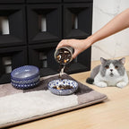 Selamica Ceramic Cat Bowls, 5.6 Inch Wide Shallow Cat Food Bowl/Dishes for Food and Water, Whisker Friendly, Set of 6, Vintage Blue