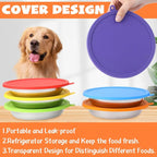 Patelai Stainless Steel Dog Bowls with Silicone Lids for 1.9 Cups Portable Food and Water Dishes for Pets Sealable Containers for 6.3" for Cats & Small Dogs(24 Pcs,Red,Blue,Green,Purple,Yellow,Orange)