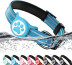Airtag Dog Collar, Reflective Ultra-Durable Nylon Padded with QR Code Buckle & IP68 Waterproof Air Tag Holder Compatible for Apple AirTag, Comfortable for Small Medium Large Dogs(Blue,M)