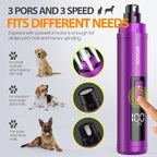 Dog Nail Grinder with 4 LED Lights, 3 Speeds Super Quiet for Pets | Low Vibration,Electric Pet Nail Grinder, Professional Painless Paw Grooming & Smoothing for Small to Large Dogs Cats(Purple)