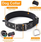 Annchwool No Pull Dog Harness,Heavy Duty Reflective Collar & Leash Set-Leash with Double Handle & Car Seatbelt Clip-Easy Control for Walking Training Medium Large Size Dogs(Black,XL)