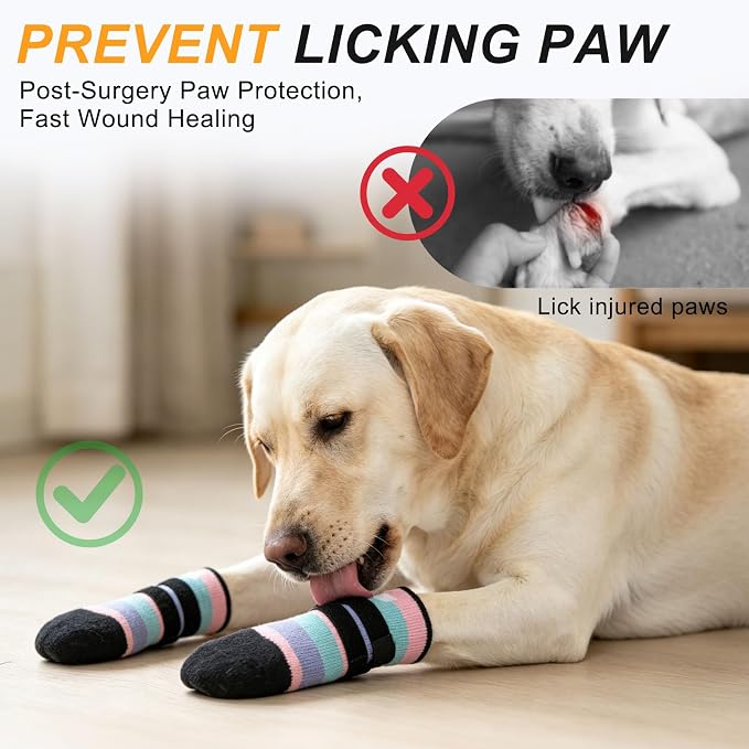 BEAUTYZOO Dog Shoes for Hot Pavement, Waterproof Dog Socks to Prevent Licking Paws & Hardwood Floors, Dog Booties Paw Protectors with Adjustable Straps & Non-Slip Sole, Small Medium Large Dogs Boots
