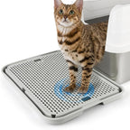 Cat Litter Box Step, Large Cat Step Ramp with Filter Function, Grey | Double Layer Litter Box Ramp, Litter Catcher for Kittens & Elderly Cats, Non-Slip Cat Litter Mat Pedal, Easy to Clean