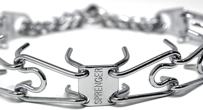 Herm Sprenger Prong Dog Training Collar, 22in x 3.0mm (Neck Size up to 18in) Medium, Ultra-Plus Chrome Plated Steel Pet Pinch Anti Pull Collar for Dogs Made in Germany