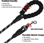 jenico Long Dog Leash 15FT: Heavy Duty Nylon Rope Leashes for Dogs Training with Reflective Threads Bungee and Padded Handle - Dog Lead for Large Small Medium Dogs Outside Walking Hiking