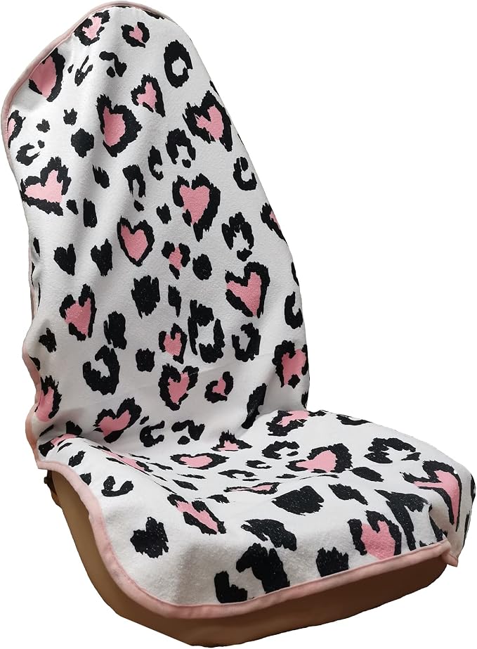 Car Seat Cover Protector Front Seats,for Gym Workout,Running,Swimming,Beach and Hiking,Waterproof Sweat Towel Bucket Seat Covers for Cars SUV Trucks (Leopard Print, 1Pcs)