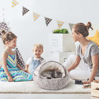CATISM Cat Bed, Cat Beds for Indoor Cats Covered Hooded | Warm Soft Plush Comfortable Removable Washable Non-Slip Bottom