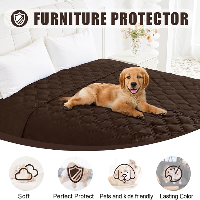 Smiry Waterproof Dog Bed Cover, Reversible Pet Blanket for Sofa Couch | Soft Washable Dog Blanket, Leakproof Couch Cover for Dogs Cats & Furniture Protection, 40x70, Chocolate/Chocolate