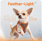 Eagloo Small Dog Harness and Leash Set, Step in Medium Small Puppy Pet Vest | Light, Soft, Breathable Air Mesh, Easy on and off with Hook & Loop, Reflective for Safe Walking, Orange, M
