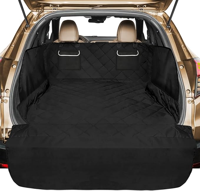 Veckle SUV Cargo Liner for Dogs - Trunk Cover with Bumper Flap Protector | Waterproof Pet Cargo Cover with Side Flaps, Dog Car Seat Cover with Non-Slip Trunk Mat, Prevents Scratches Pet Hair Mud Dirt