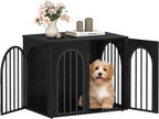Hzuaneri 26.8'' Wooden Dog Crate Furniture, Indoor Dog Kennel Dogs Cage for Small Dogs, Heavy Duty Dog Crates Decorative Pet House End Side Table TV Stand, Black DFC85504B
